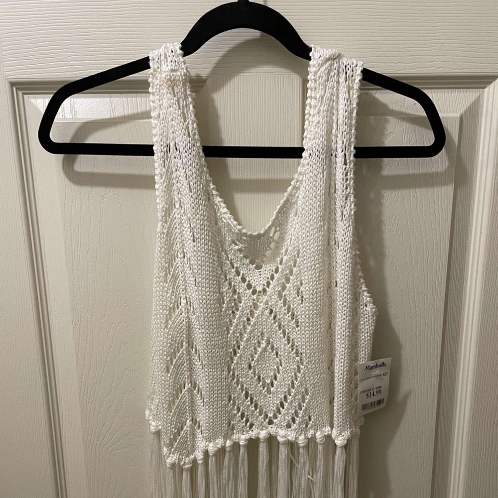 White fringe top